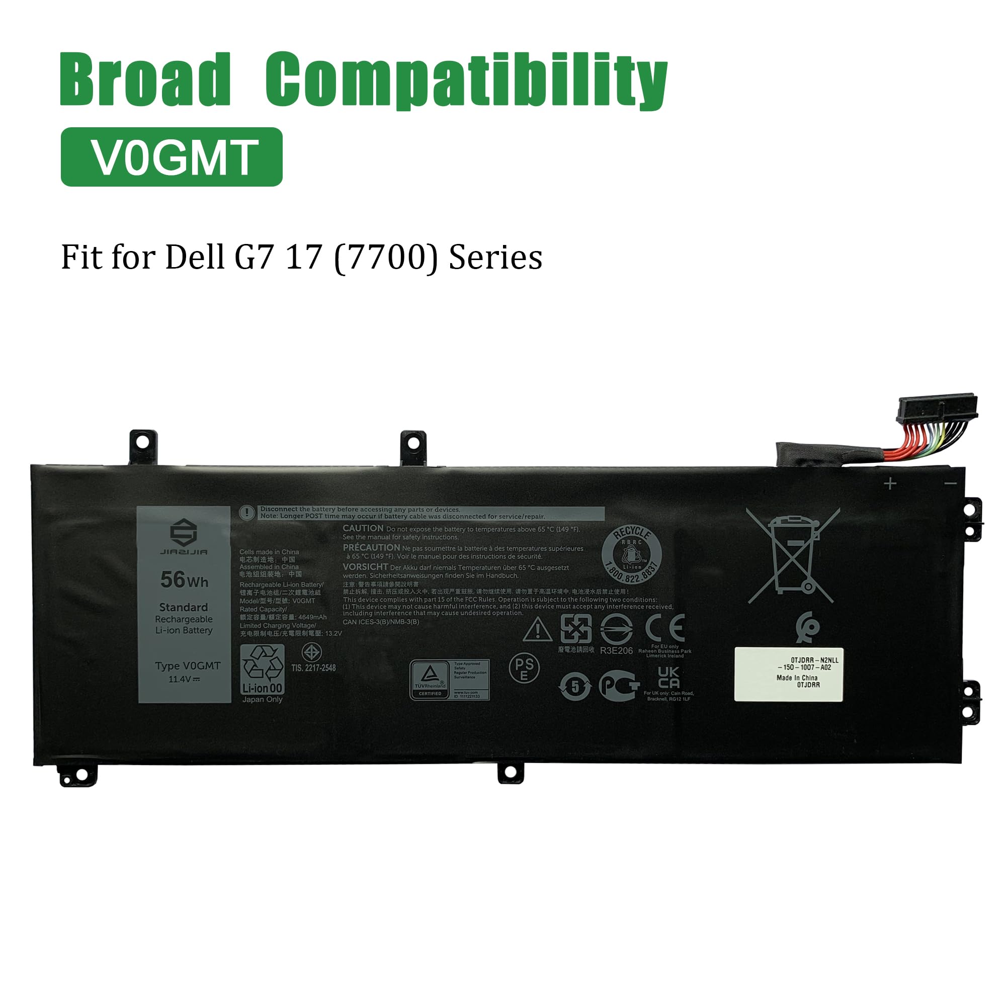 Amazon.com: JIAZIJIA V0GMT CPX-NCC3D 56Wh Laptop Battery